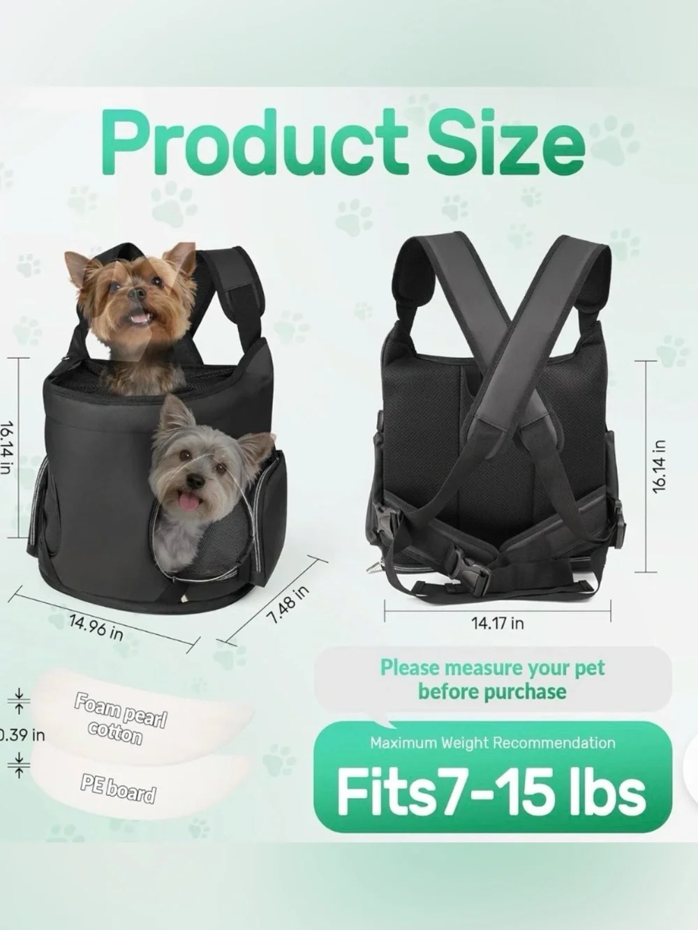 Front-Opening Pet Carrier Backpack - Black